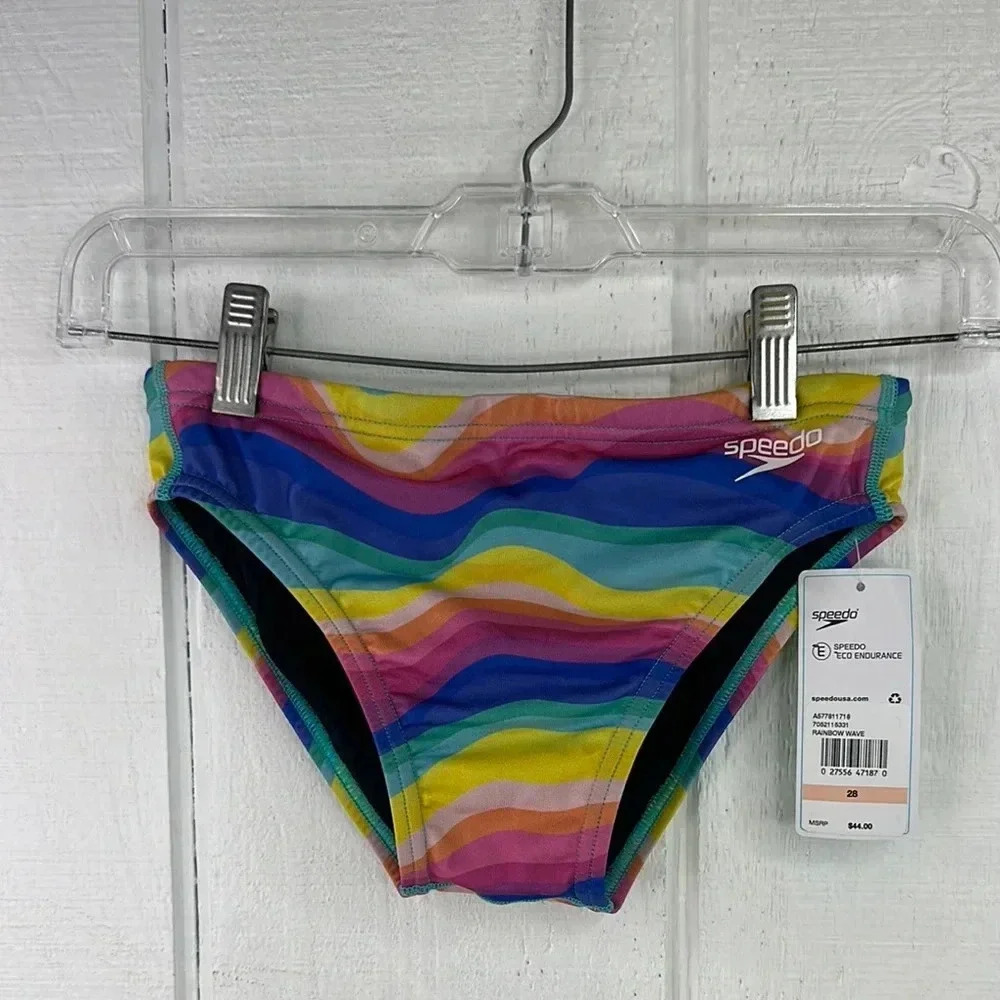 Speedo Multicolor Wave-Print Boys Swim Trunks